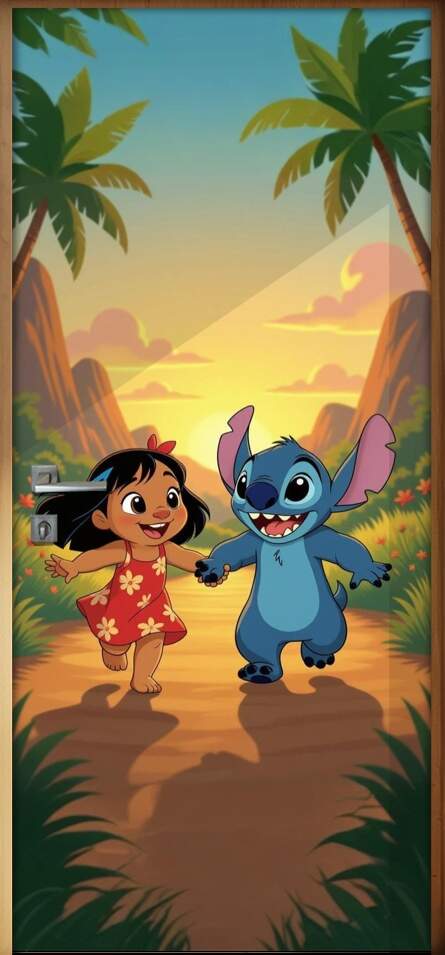Adesivo de Porta Lilo & Stitch