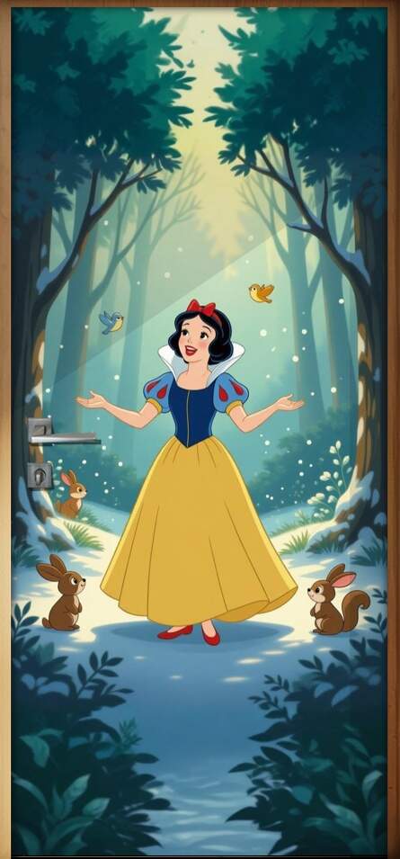 Adesivo de Porta Branca de Neve