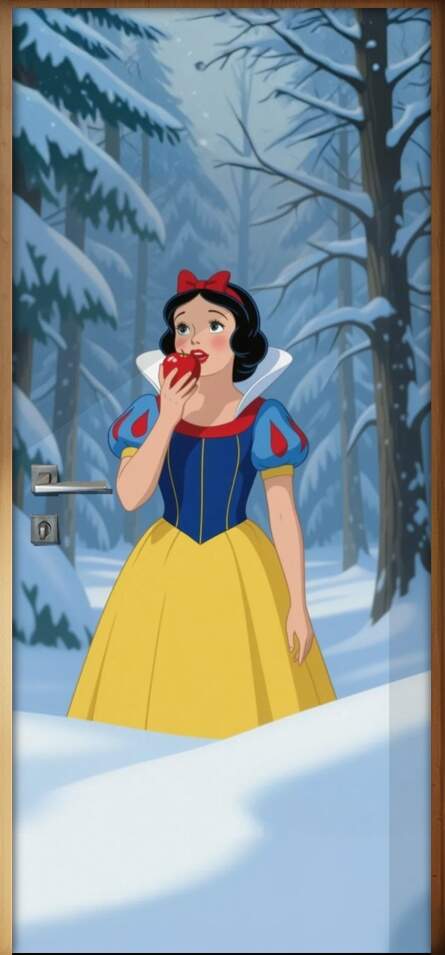 Adesivo de Porta Branca de Neve