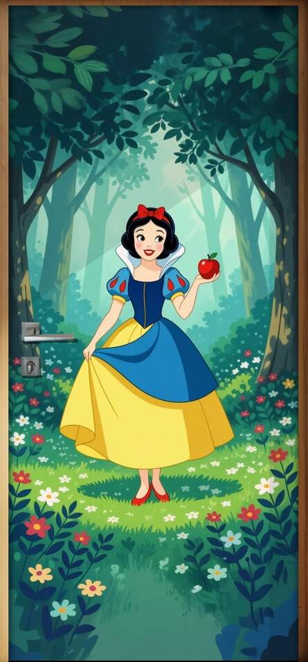 Adesivo de Porta Branca de Neve