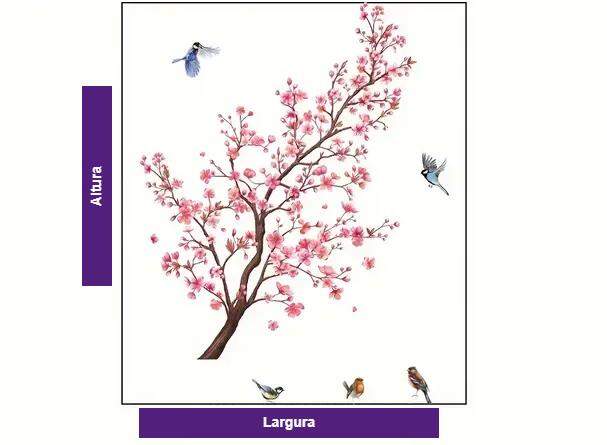 Adesivo de Parede Floral Galho de �rvore e P�ssaros