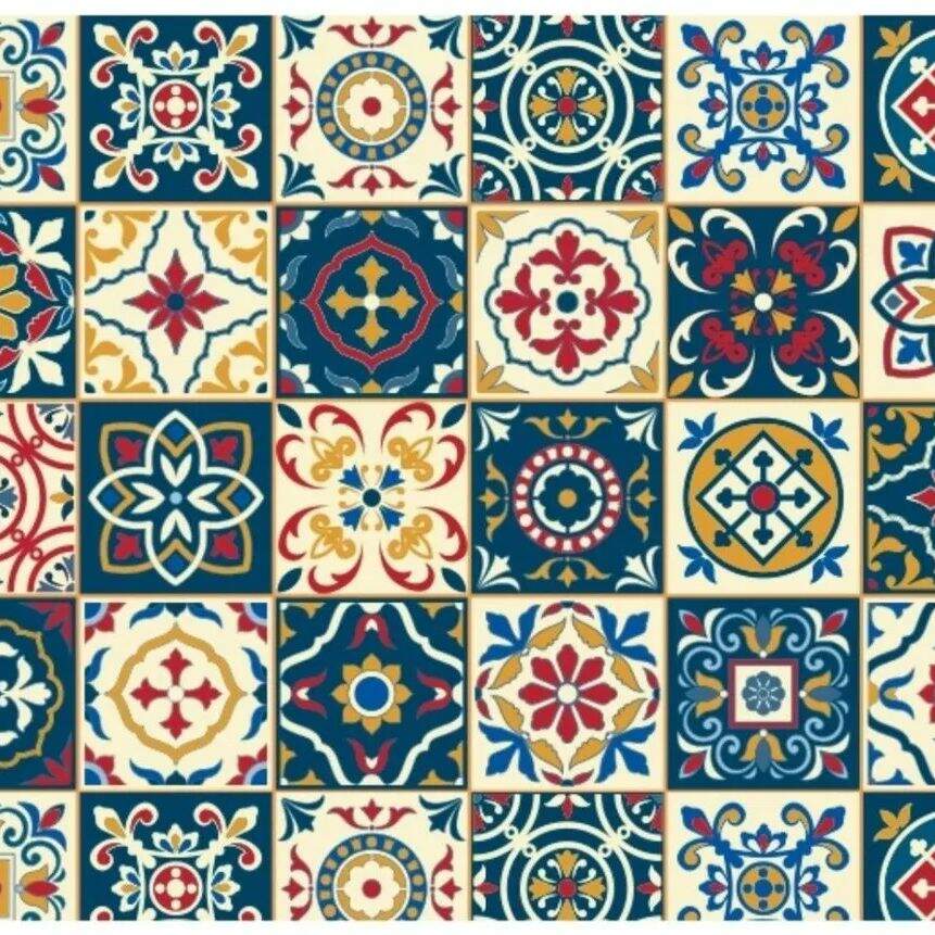 Papel de Parede Estilo Azulejo Portugu�s Azul