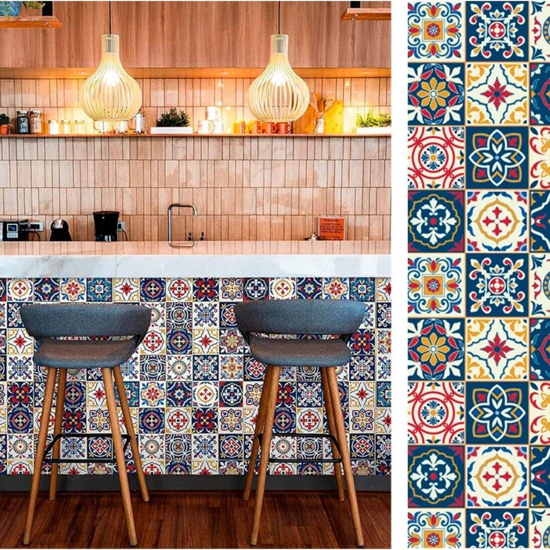 Papel de Parede Estilo Azulejo Portugu�s Azul