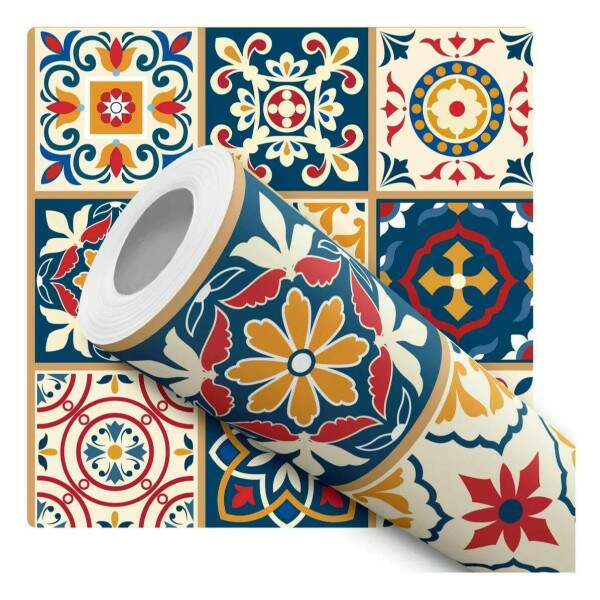 Papel de Parede Estilo Azulejo Portugu�s Colorido