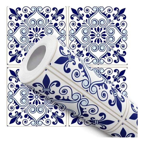 Papel de Parede Estilo Azulejo Portugu�s Azul