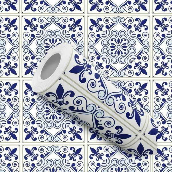 Papel de Parede Estilo Azulejo Portugu�s Azul