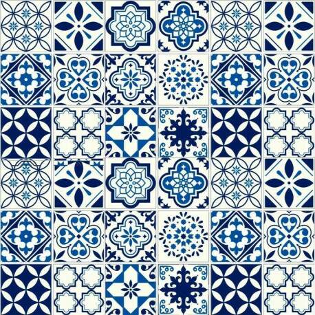 Papel de Parede Estilo Azulejo Portugu�s Azul