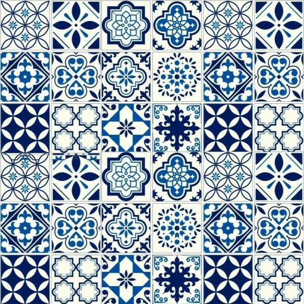 Papel de Parede Estilo Azulejo Portugu�s Azul