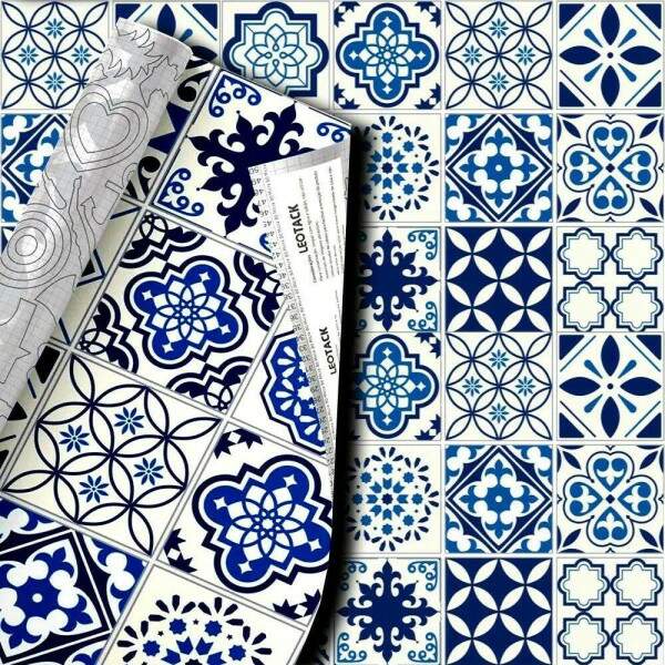 Papel de Parede Estilo Azulejo Portugu�s Azul