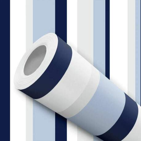 Papel de Parede Listras Azuis e Cinza