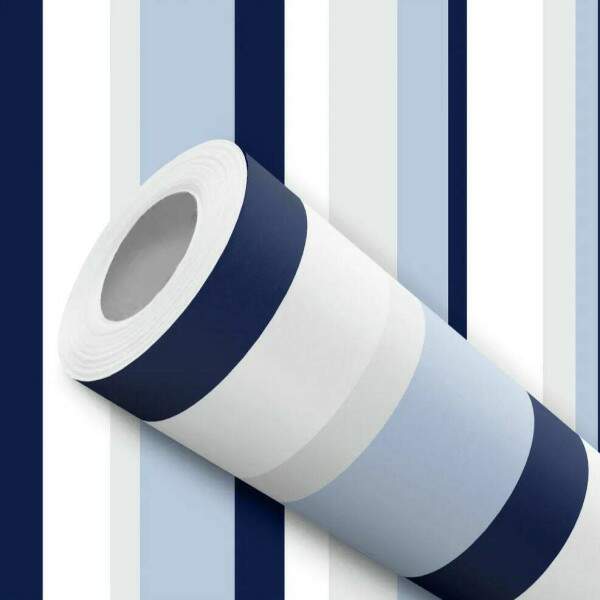 Papel de Parede Listras Azuis e Cinza