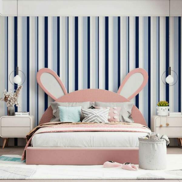 Papel de Parede Listras Azuis e Cinza