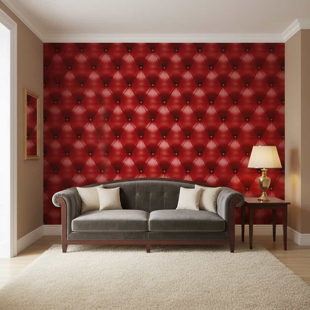 Papel de Parede Couro Vermelho