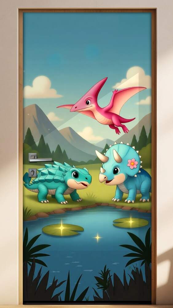 Adesivo de Porta Baby Dinossauros