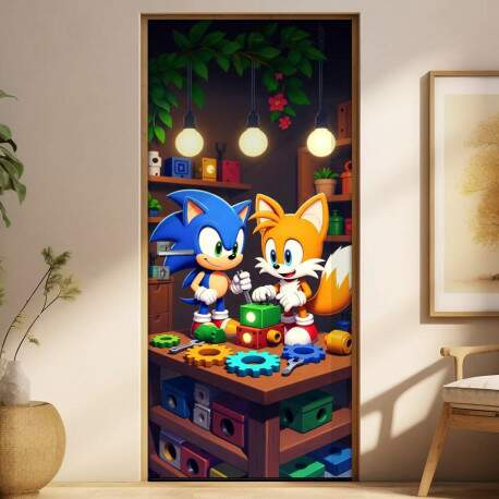 Adesivo de Porta Baby Sonic e Tails