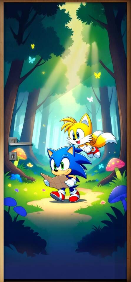 Adesivo de Porta Baby Sonic e Tails