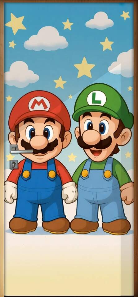 Adesivo de Porta Mario e Luigi
