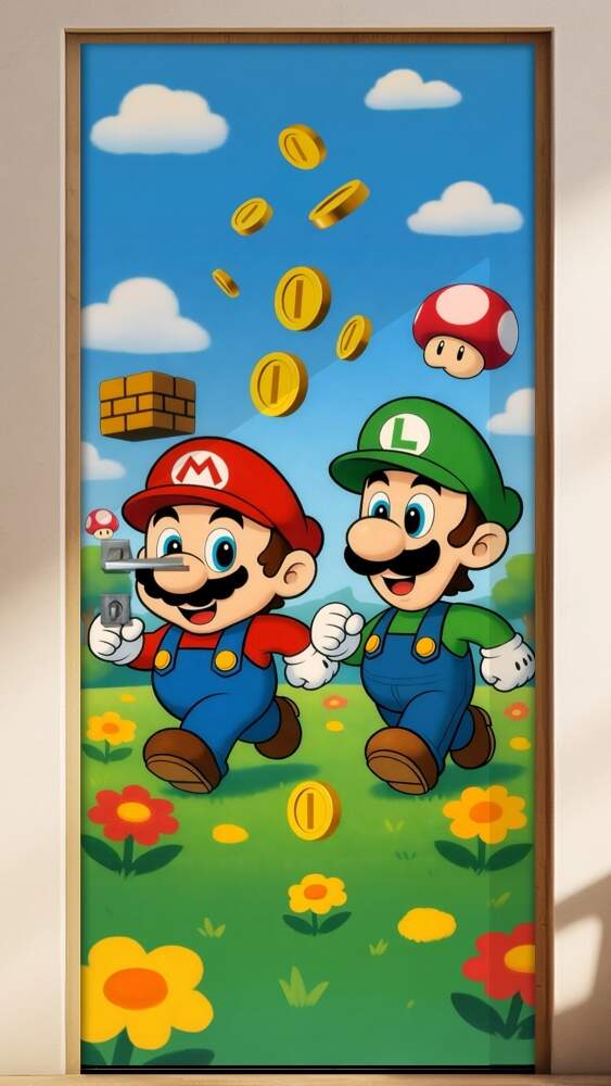 Adesivo de Porta Mario e Luigi