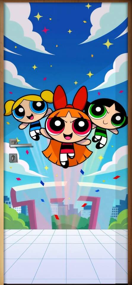 Adesivo de Porta Meninas Super Poderosas