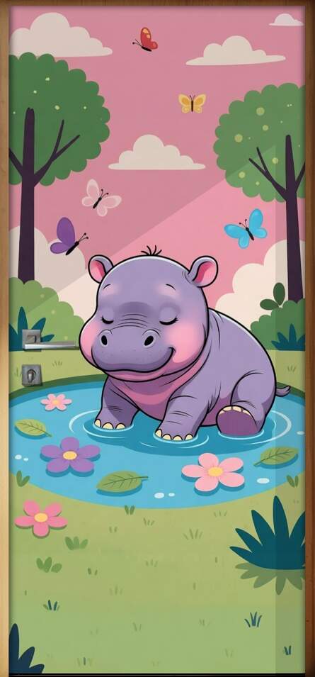 Adesivo de Porta Baby Hipop�tamo