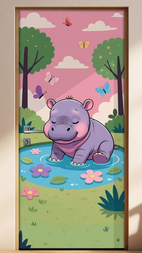 Adesivo de Porta Baby Hipop�tamo