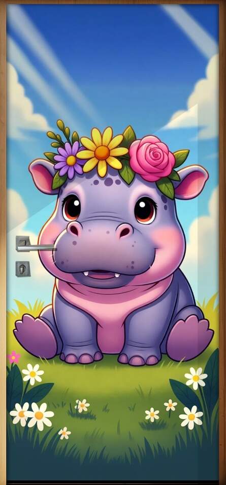 Adesivo de Porta Baby Hipop�tamo