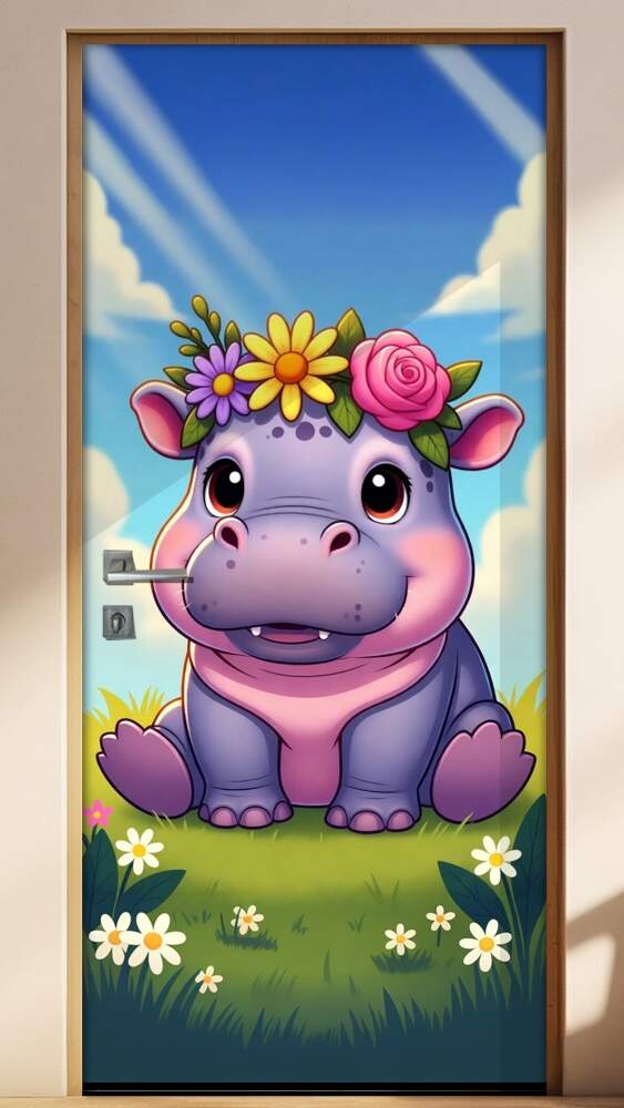 Adesivo de Porta Baby Hipop�tamo