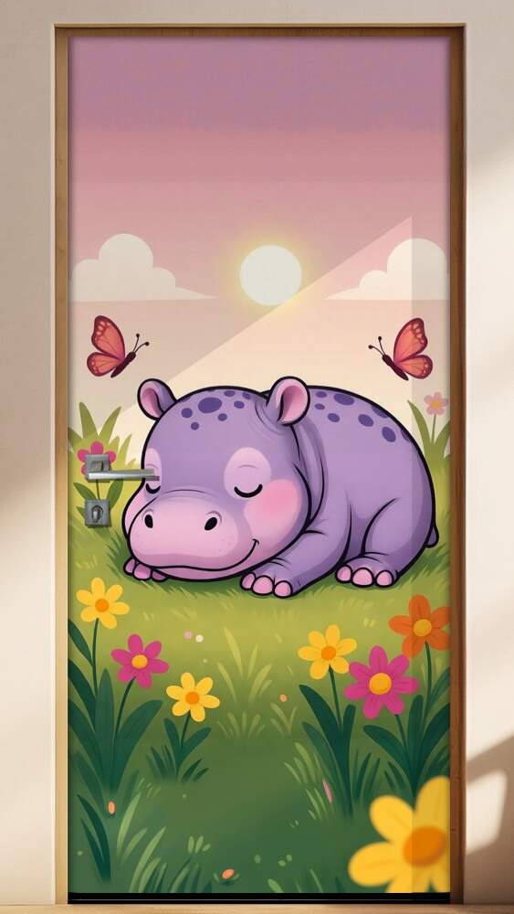Adesivo de Porta Baby Hipop�tamo