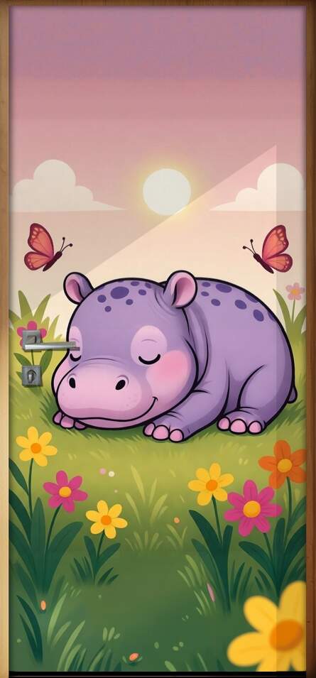 Adesivo de Porta Baby Hipop�tamo