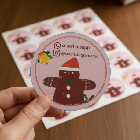 Etiquetas de Natal Redondas Personalizadas Biscoito