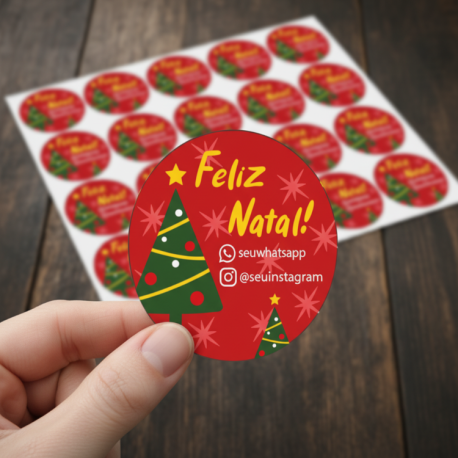 Etiquetas de Natal Redondas Personalizadas rvore