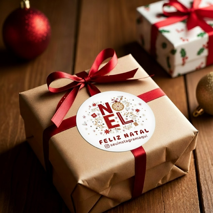 Etiquetas de Natal Redondas Personalizadas Estilo Elegante