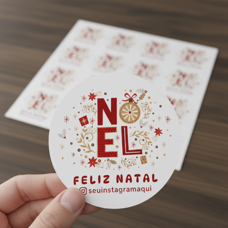 Etiquetas de Natal Redondas Personalizadas Estilo Elegante