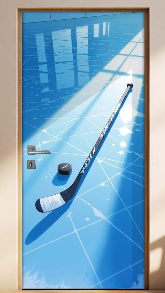 Adesivo de Porta H�quei no gelo