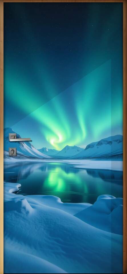 Adesivo de Porta Aurora boreal