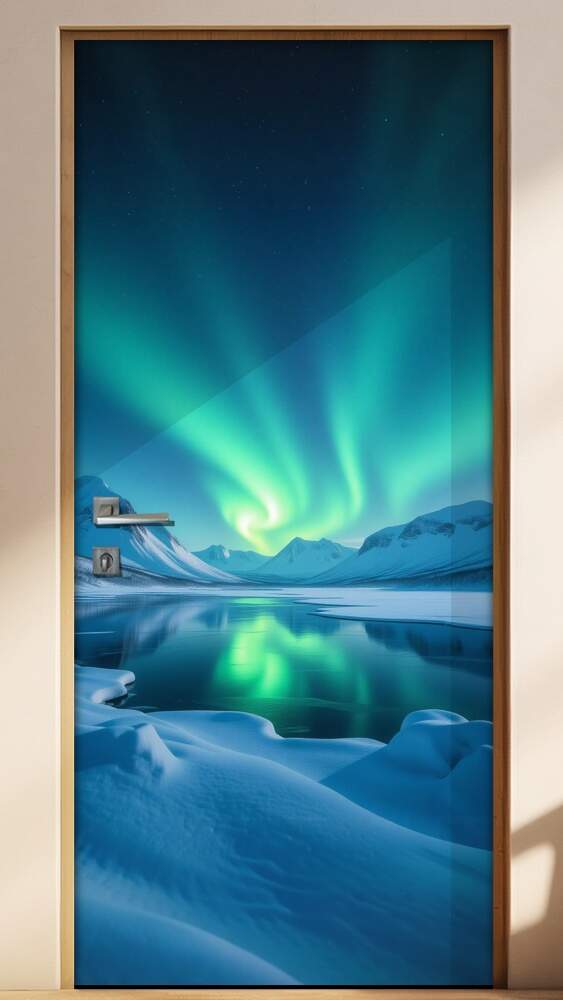 Adesivo de Porta Aurora boreal