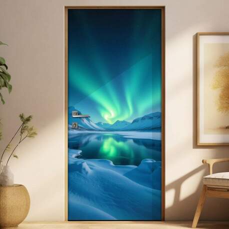 Adesivo de Porta Aurora boreal