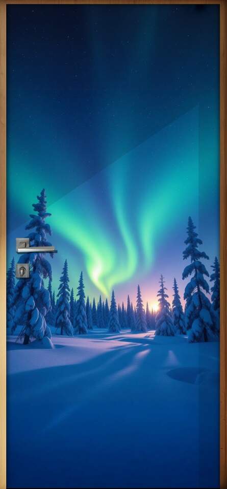 Adesivo de Porta Aurora boreal