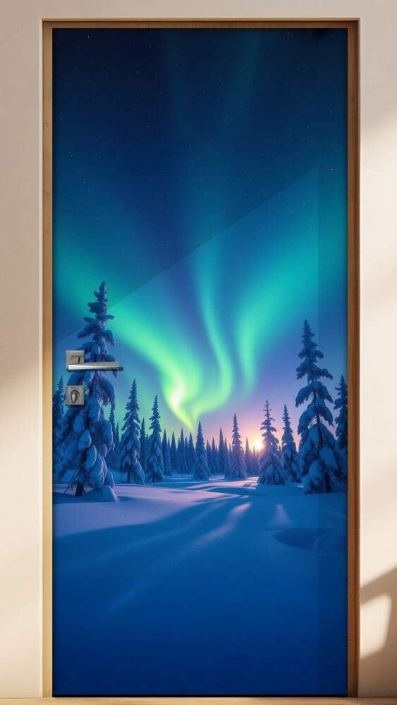 Adesivo de Porta Aurora boreal