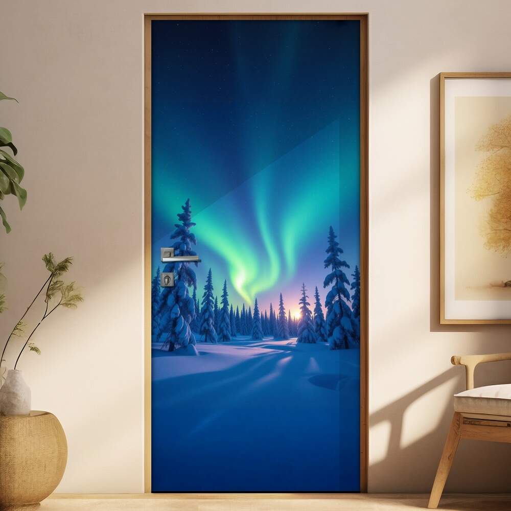 Adesivo de Porta Aurora boreal