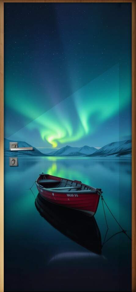 Adesivo de Porta Aurora boreal