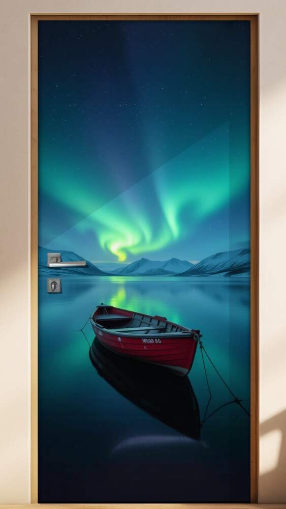 Adesivo de Porta Aurora boreal