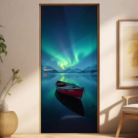 Adesivo de Porta Aurora boreal