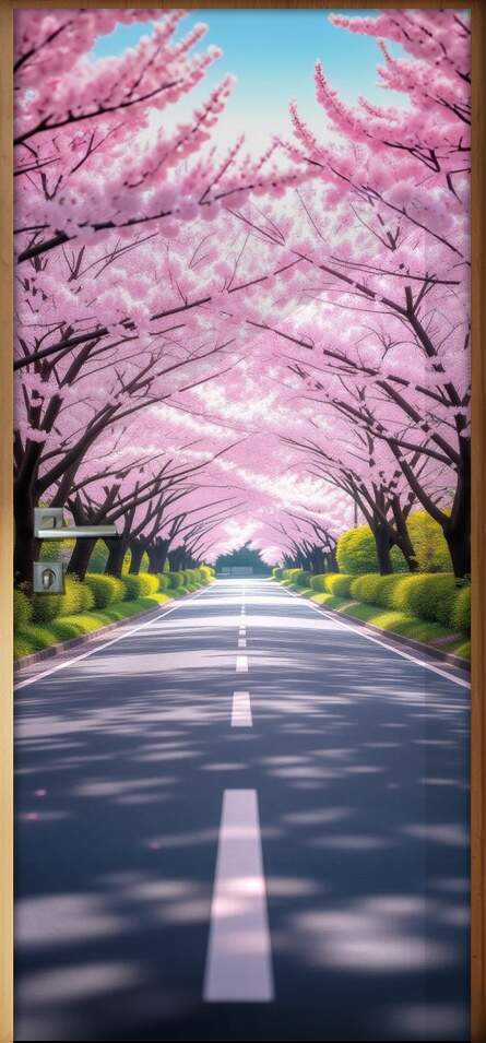 Adesivo de Porta Estrada em t�nel de �rvores