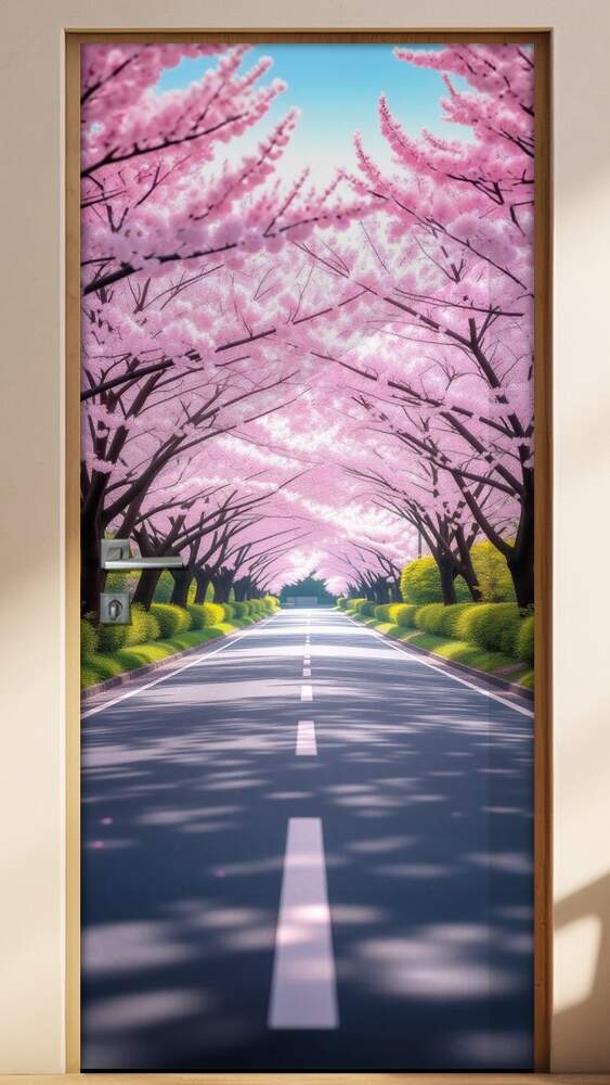 Adesivo de Porta Estrada em t�nel de �rvores