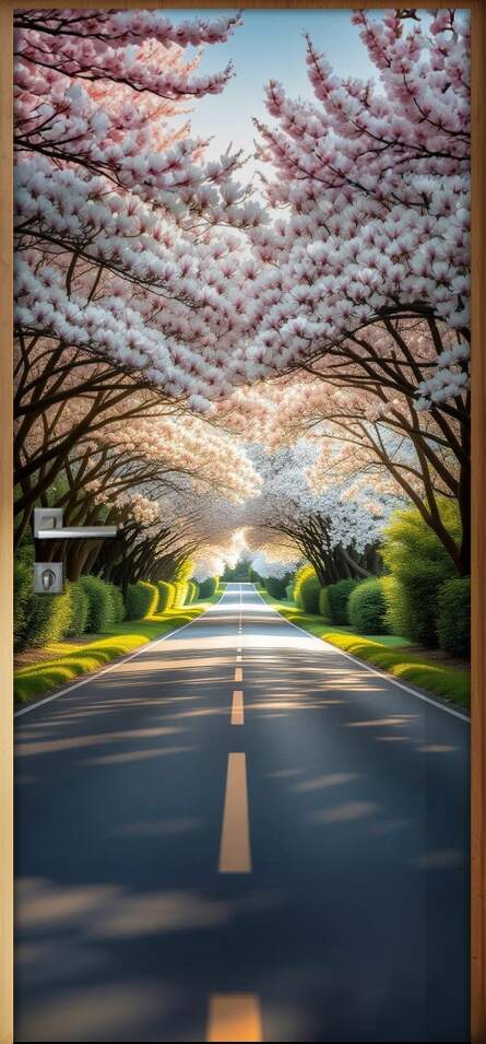 Adesivo de Porta Estrada em t�nel de �rvores