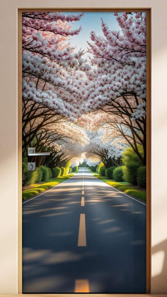 Adesivo de Porta Estrada em t�nel de �rvores