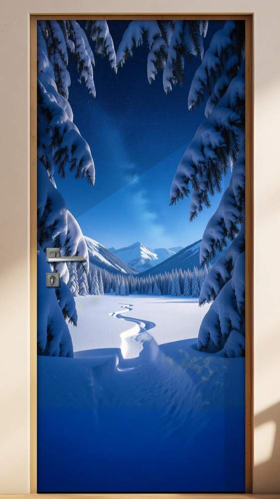 Adesivo de Porta Estrada na Neve