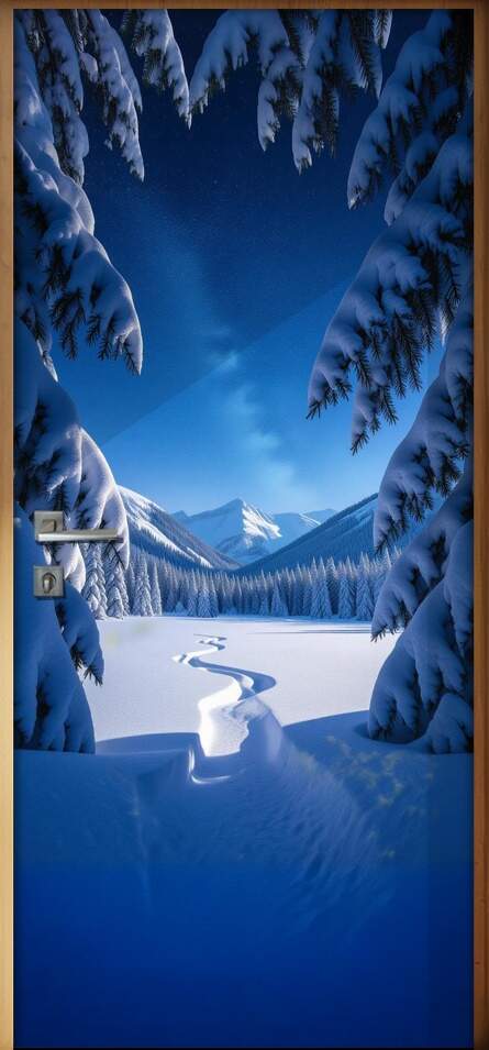 Adesivo de Porta Estrada na Neve