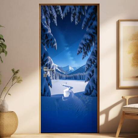 Adesivo de Porta Estrada na Neve